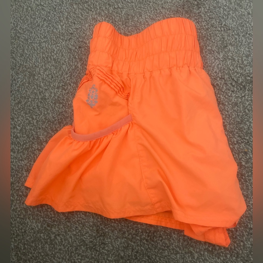 Free people orange color Get Your Flirt On Shorts